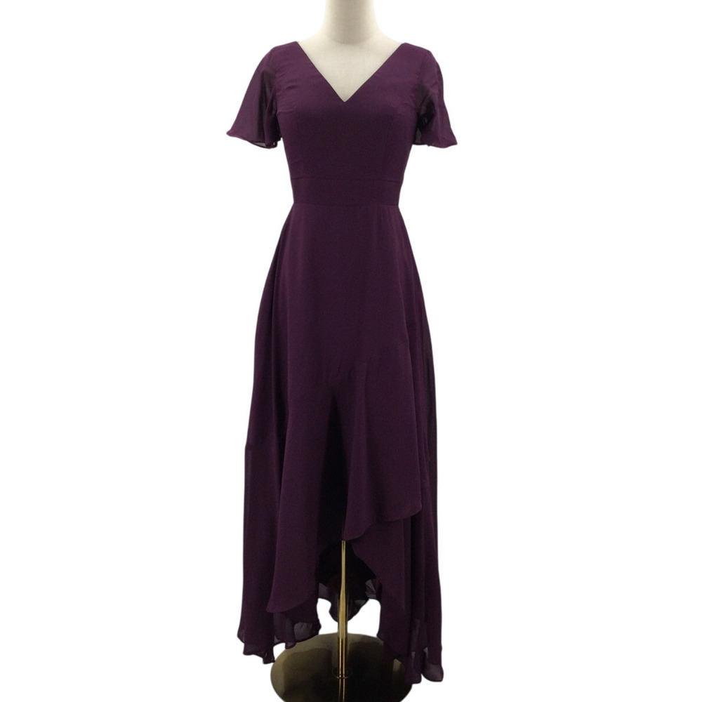 FORMAL 0 XS purple mother of bride bridesmaid party high low dress NEW 0b9